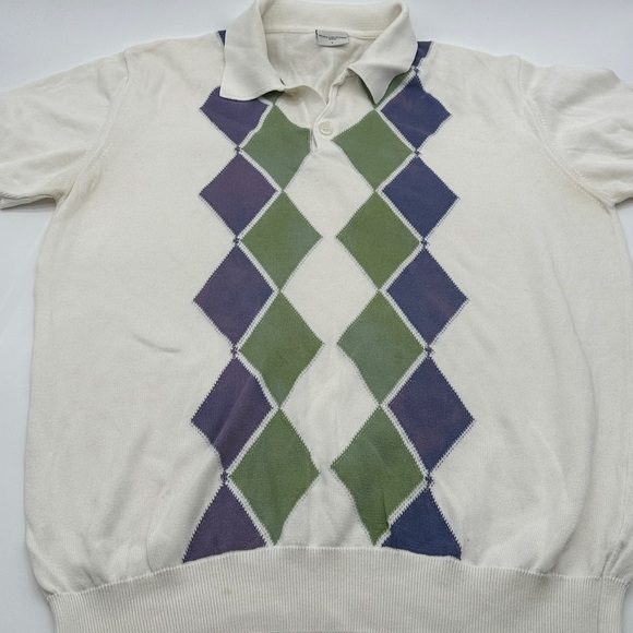 Men’s Mudo Collection 100% cotton sweater size Large Argyle - Picture 1 of 6